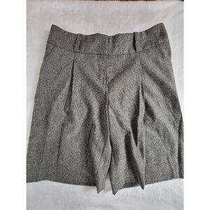 Boston Proper Women's Tweed Pleated Front Mid Rise Casual Shorts Gray 6 NEW